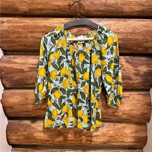 😍Beautiful Parsley & Sage M Lemon Print Women's Top
